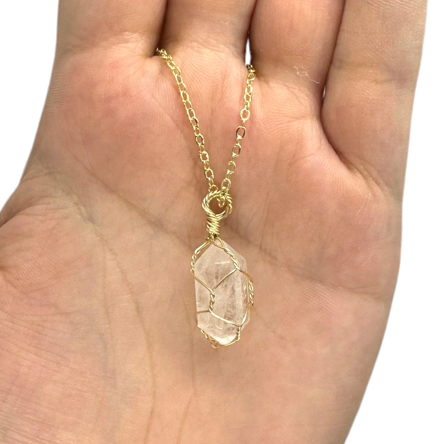 Sterling Silver | 14KT Gold Filled Wire Wrapped Clear Quartz Mini Cage Pendant