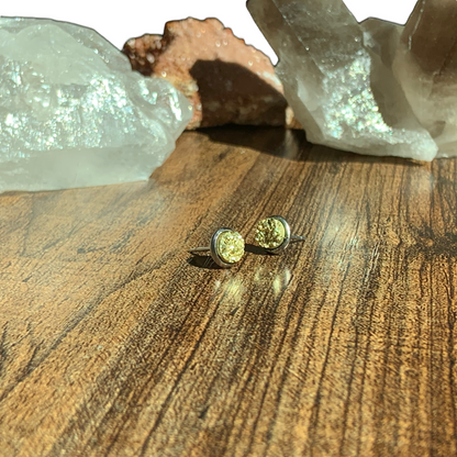 6MM Hypoallergenic Gold Druzy Earring Studs