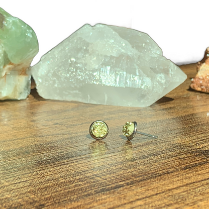 6MM Hypoallergenic Gold Druzy Earring Studs