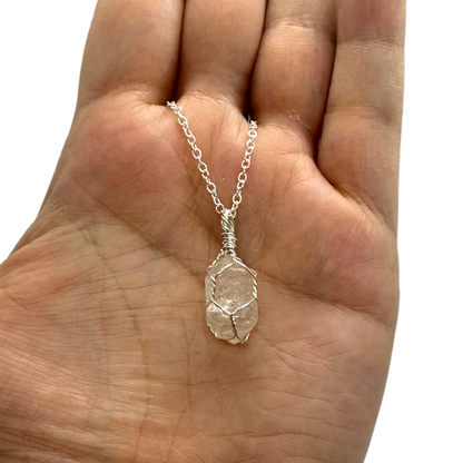 Sterling Silver | 14KT Gold Filled Wire Wrapped Clear Quartz Mini Cage Pendant