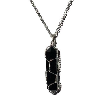 Sterling Silver | 14KT Gold Filled Caged Onyx Crystal Pendant