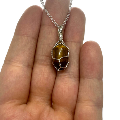 Sterling Silver | 14KT Gold Filled Mini Cage Tiger's Eye Pendant