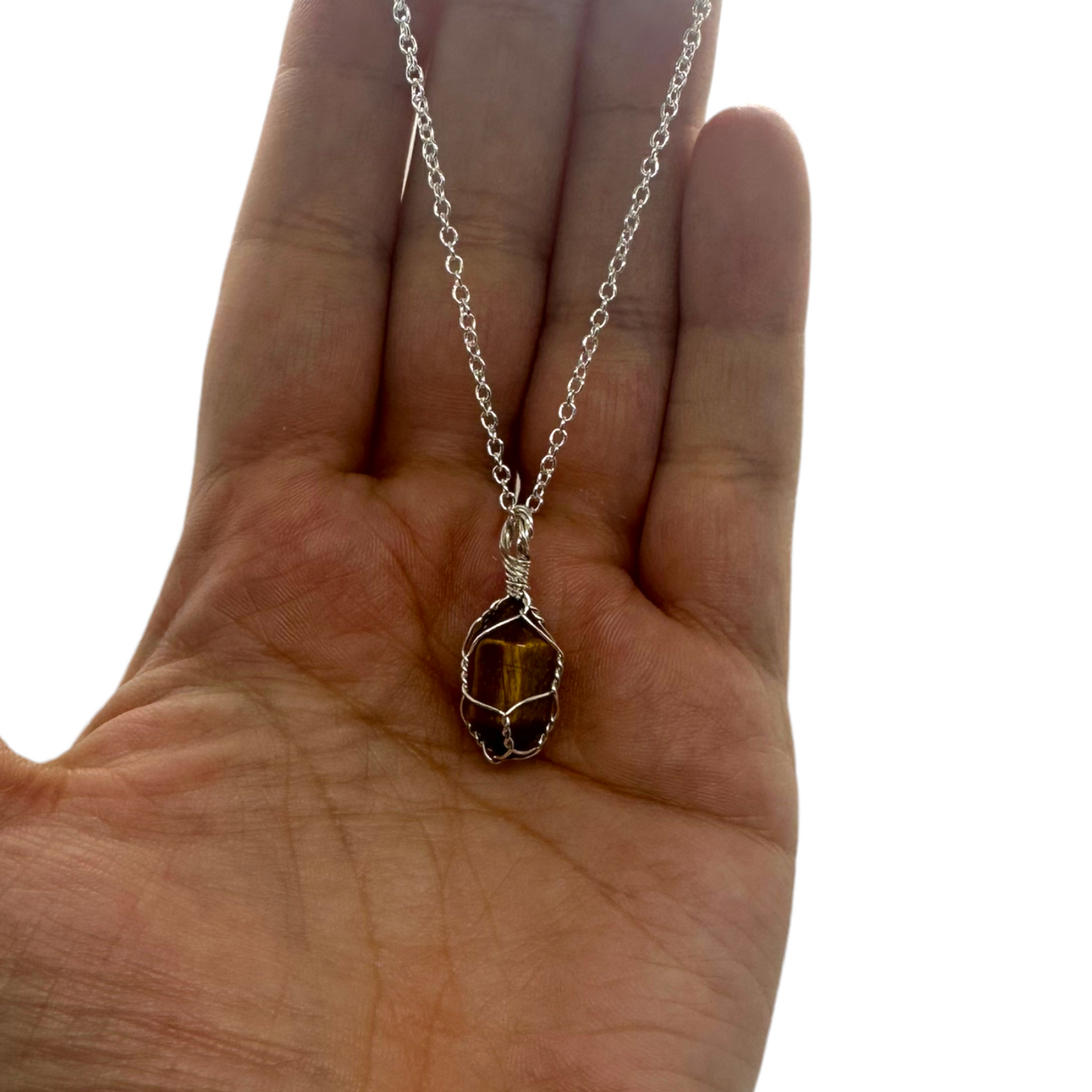 Sterling Silver | 14KT Gold Filled Mini Cage Tiger's Eye Pendant