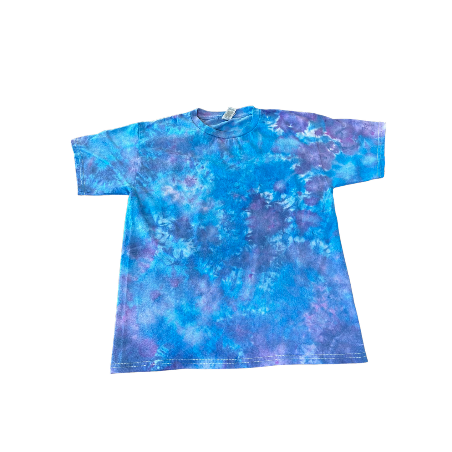 Youth Large Blue and Purple Scrunch Ice Dye Tie Dye