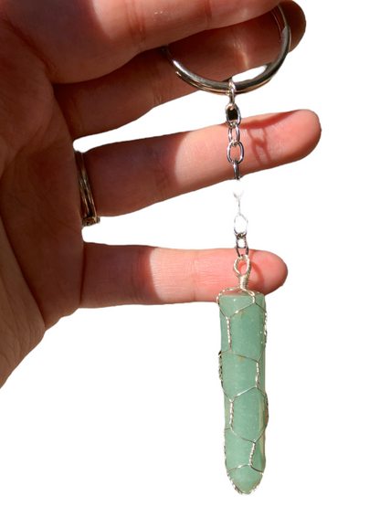 Green Aventurine Wire Wrapped Crystal Keychain