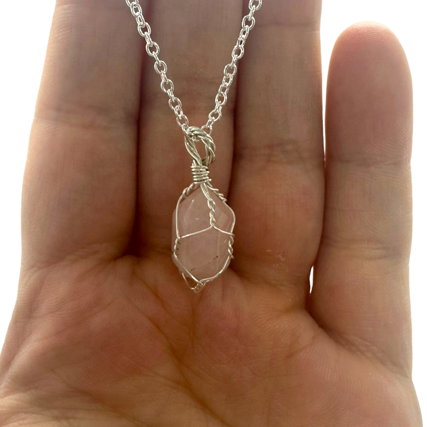 Mini Sterling Silver | 14KT Gold Filled Rose Quartz Wire Cage Pendant