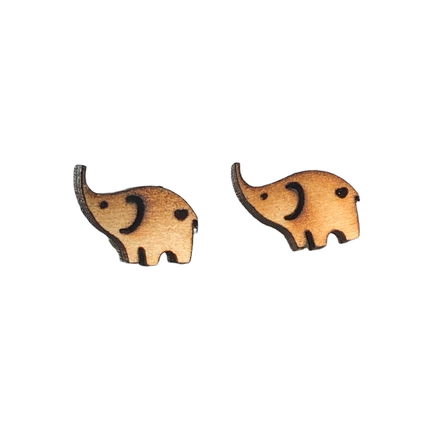 Hypoallergenic Elephant Laser Engraved Wood Earrings