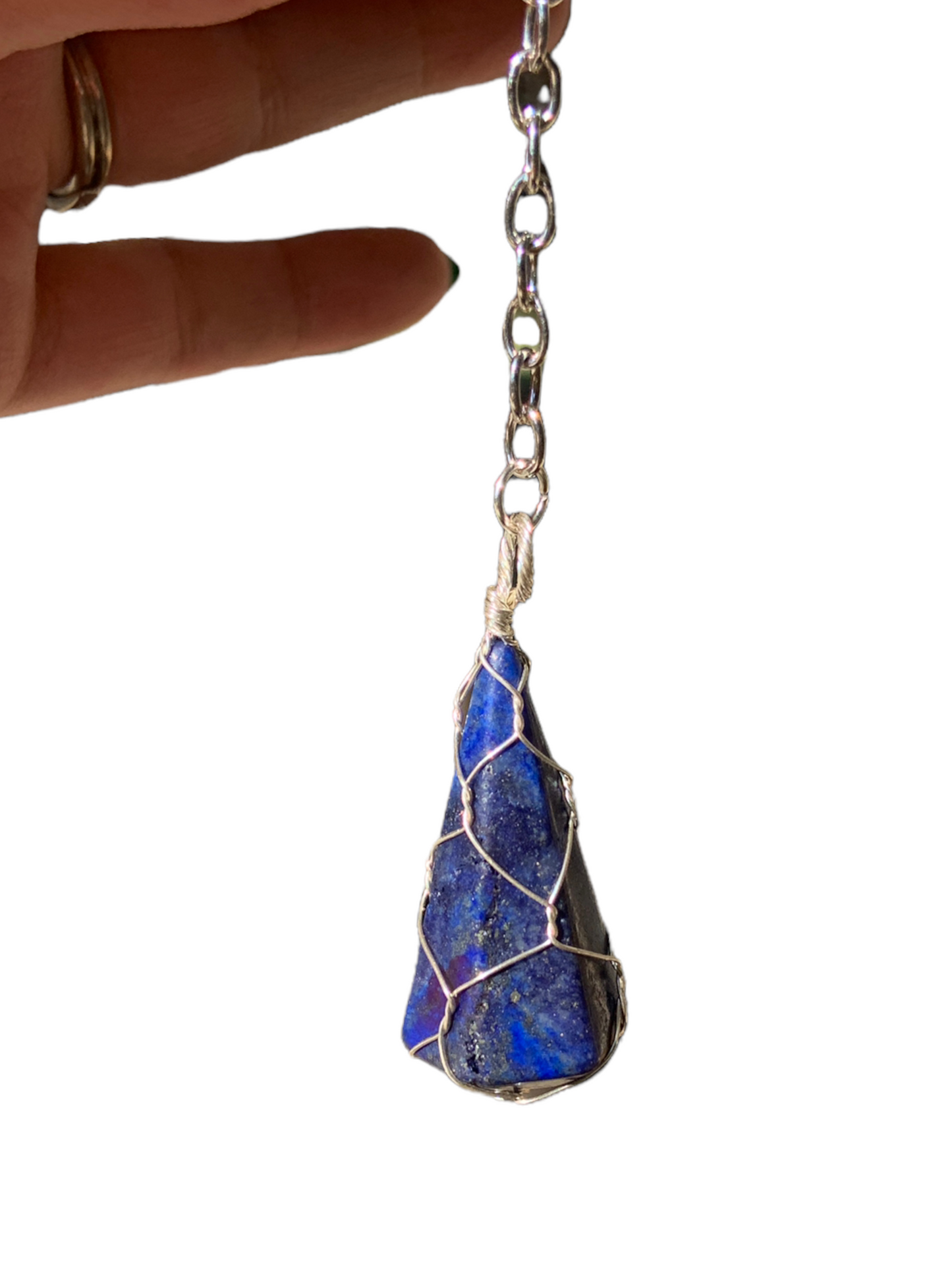 Silver | Gold Wire Wrapped Lapis Lazuli Crystal Keychain