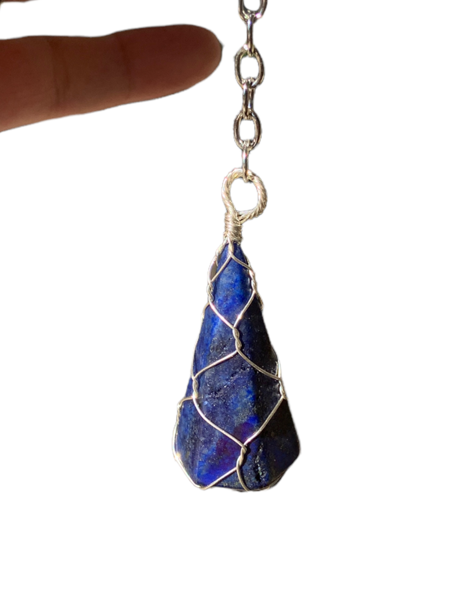 Silver | Gold Wire Wrapped Lapis Lazuli Crystal Keychain