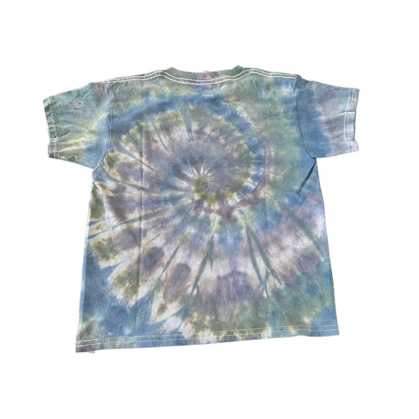 Youth Small Blue Forest Green and Dark Purple Spiral Ice Dye Tie Dye
