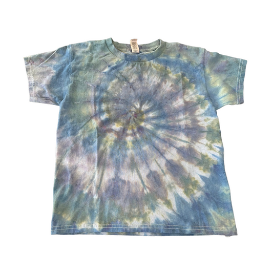 Youth Small Blue Forest Green and Dark Purple Spiral Ice Dye Tie Dye