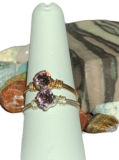 Sterling Silver | 14KT Gold Filled Light Amethyst Crystal Ring