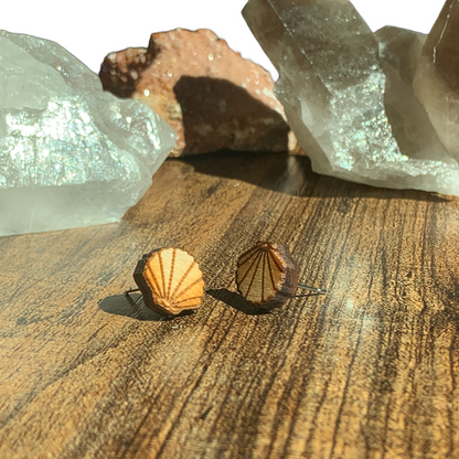 Hypoallergenic Seashell Laser Engraved Wood Earrings