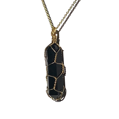 Sterling Silver | 14KT Gold Filled Caged Onyx Crystal Pendant