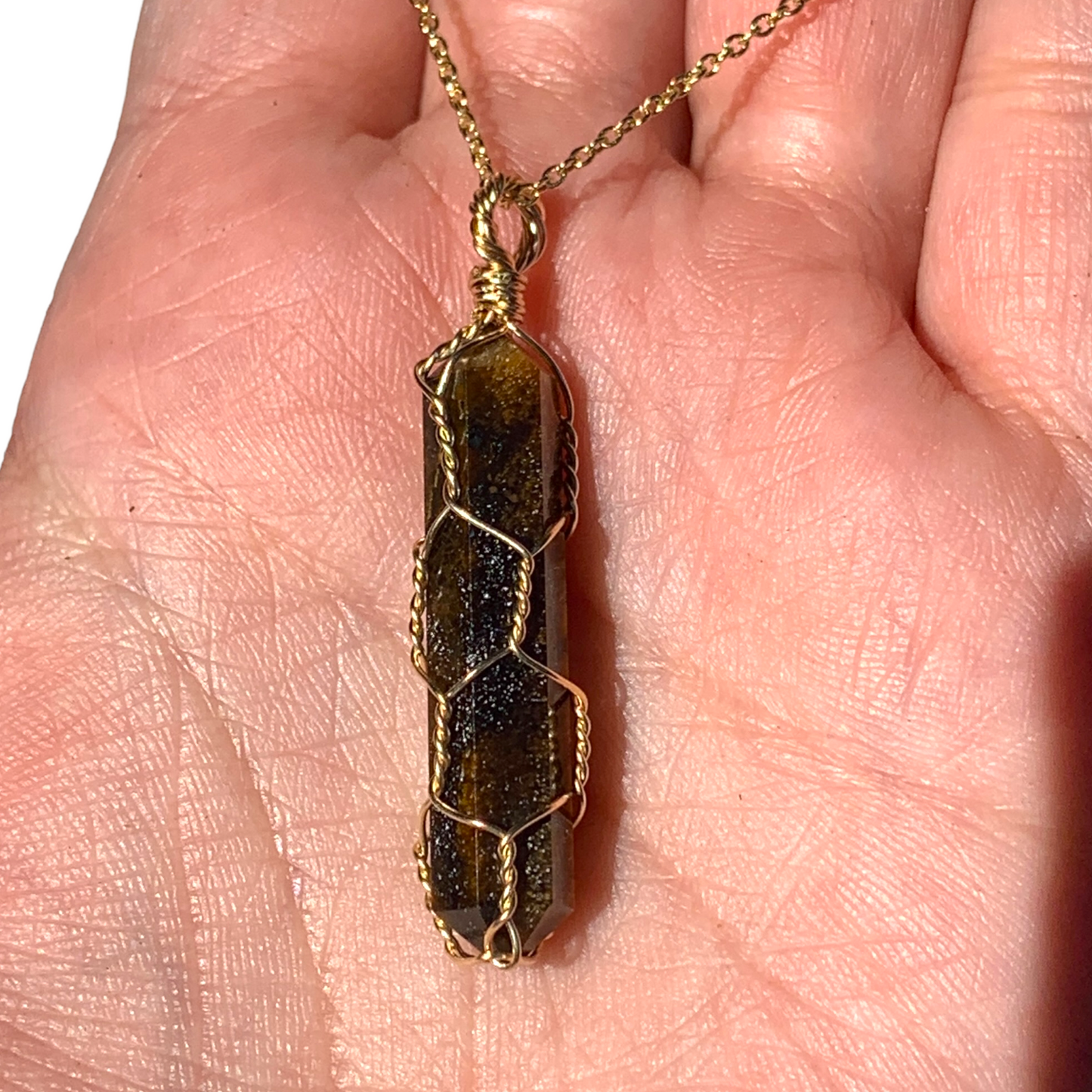 Sterling Silver | 14KT Gold Filled Caged Tiger's Eye Pendant