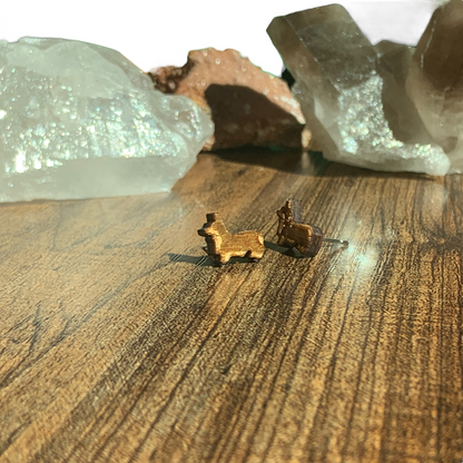 Natural | Hand Painted Hypoallergenic Corgi Dog Laser Engraved Wooden Earrings