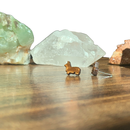 Natural | Hand Painted Hypoallergenic Corgi Dog Laser Engraved Wooden Earrings