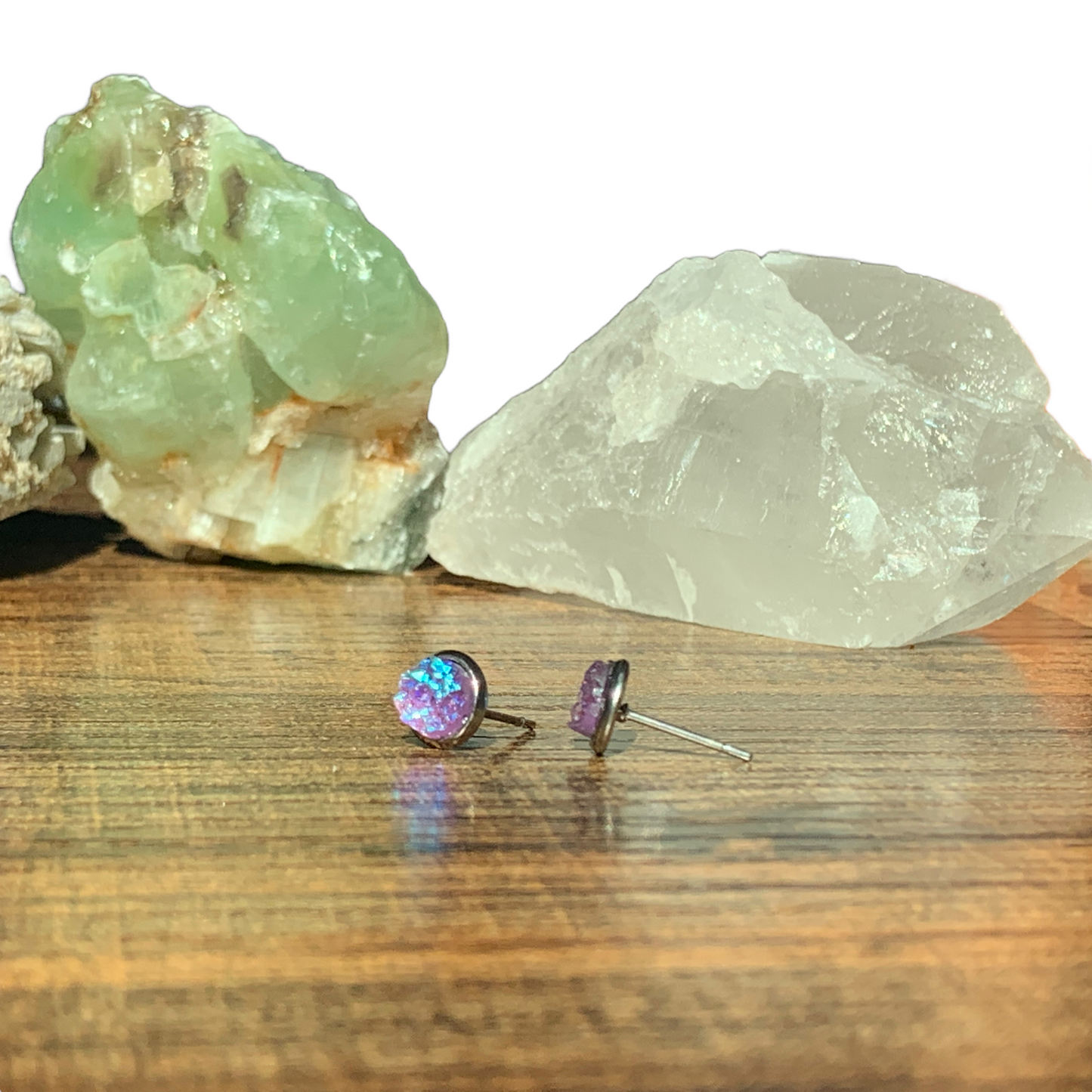 6MM Hypoallergenic Light Purple Druzy Earring Studs