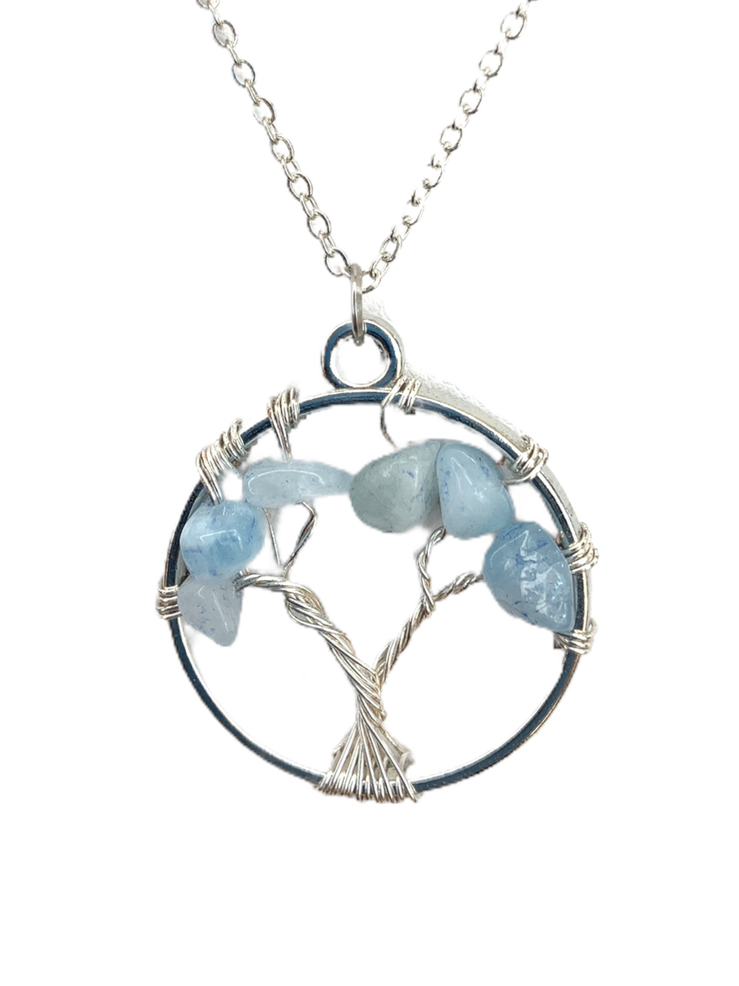 Sterling Silver|14kt Gold Filled Wire Wrapped Crystal Tree of Life and Balance Pendant