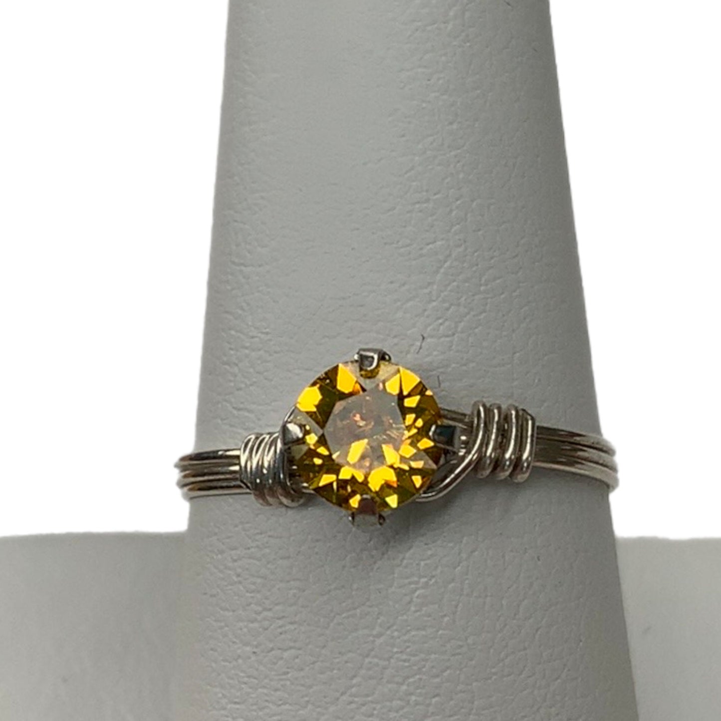 Sterling Silver | 14KT Gold Filled Yellow Sunflower Crystal Wire Ring