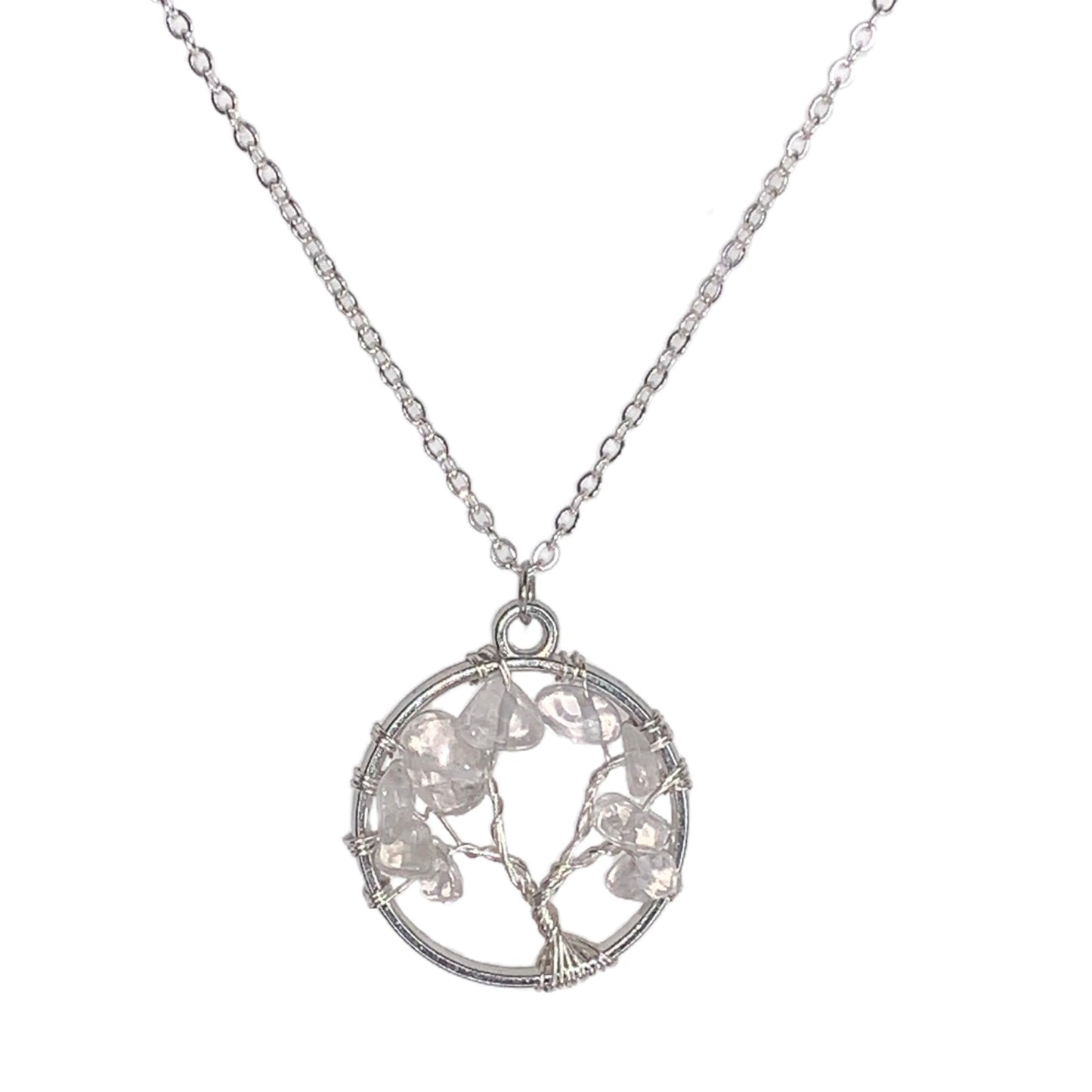 Sterling Silver Crystal Tree of Life and Balance Pendant